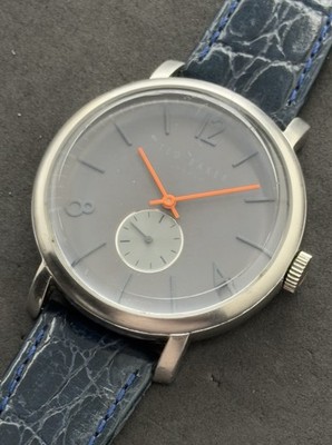 TED BAKER Sub-Second Men s 44mm Quartz Watch Steel Case Grey Dial Gen Leather