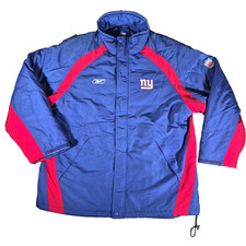 New York Giants Reebok NFL Coat Men's Size XL Blue On Field Team Apparel RARE