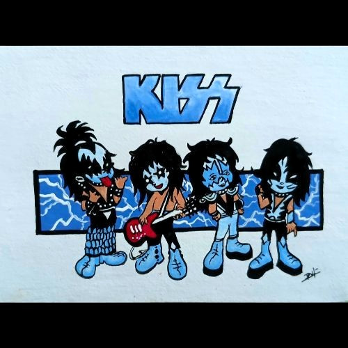 KISS BAND ACEO Original Music Rock Anime Art Card Acrylic Hand Painting NEW OOAK