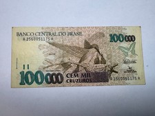 Brazil 100000 Cruzeiros 1993 Good Condition Circulated Banknote Foreign Currency