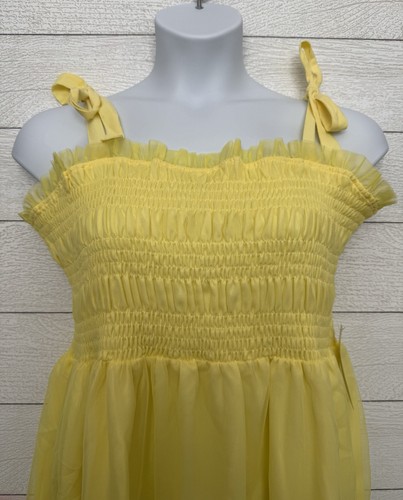 Modcloth Amarillo Verano Solero Acampanado Calado Talla Grande Correas de Corbata - Imagen 5 de 19