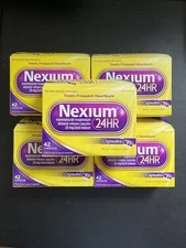 5 Pack Nexium 24HR Acid Reducer Capsules for Heartburn Relief- 42 Count EXP 2027