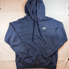Nike Vintage Blue Heather Mini Swoosh Pullover Hoodie Mens Size Large