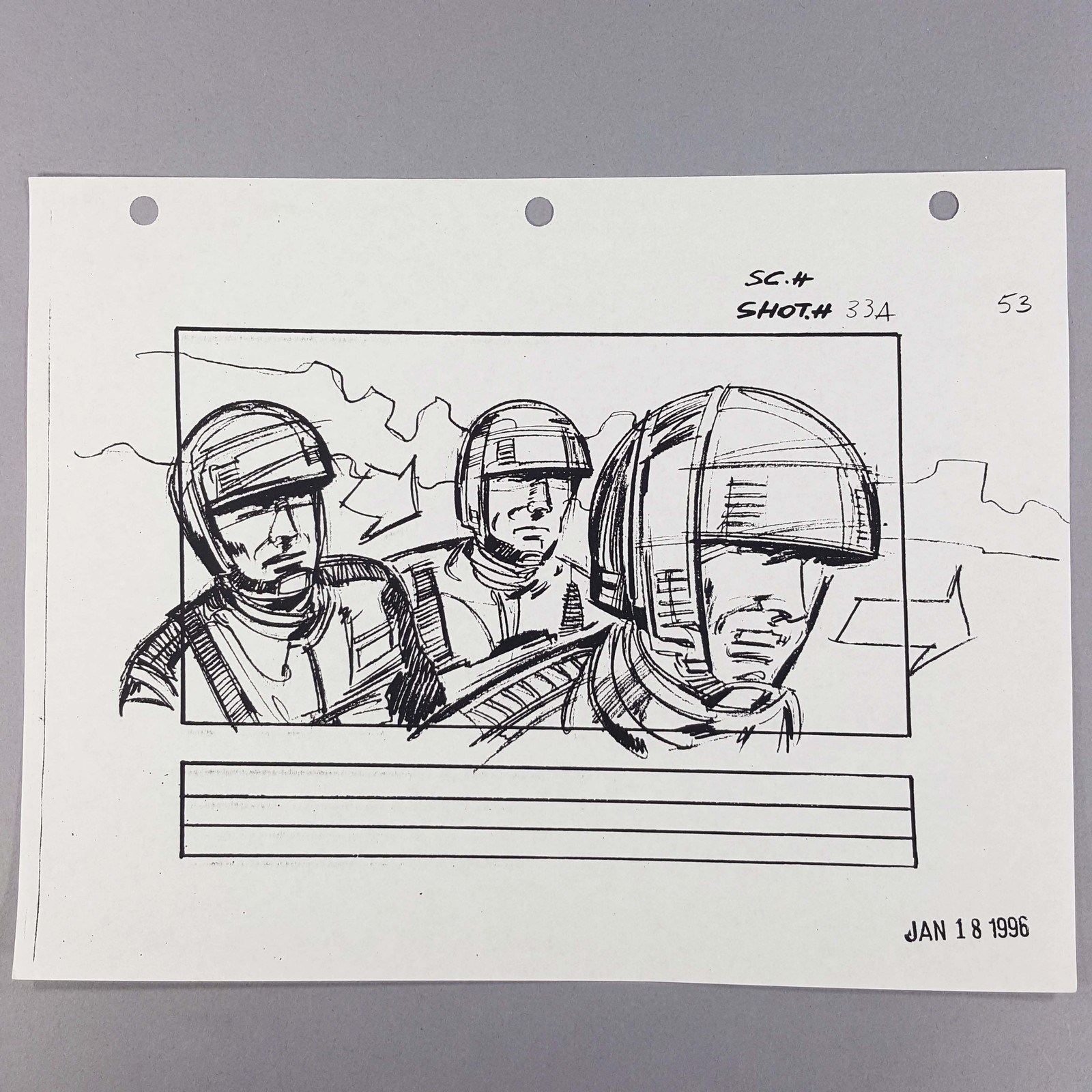 Starship Troopers Storyboard Three Troopers Survey Alien Terrain, Movie Prop COA