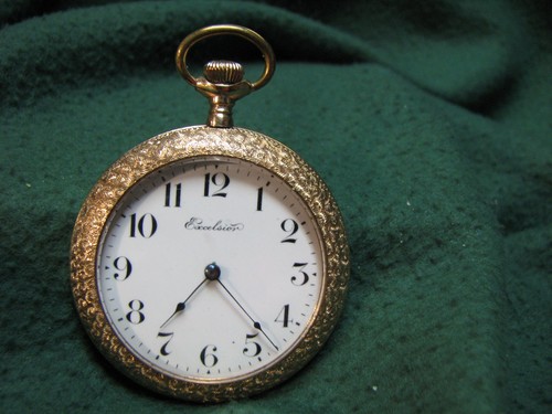 1910 NEW YORK EXCELSIOR Gold Filled Pocket Watch 7 J SN 491217 RUNS GREAT - Bild 2 von 8
