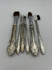 Vintage Style Silver Plate Makeup Brush Set 6...