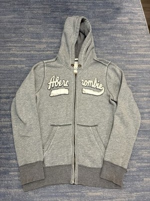 Vintage Y2K Abercrombie & Fitch Muscle Hoodie Jacket Gray Boys XL Full Zipper