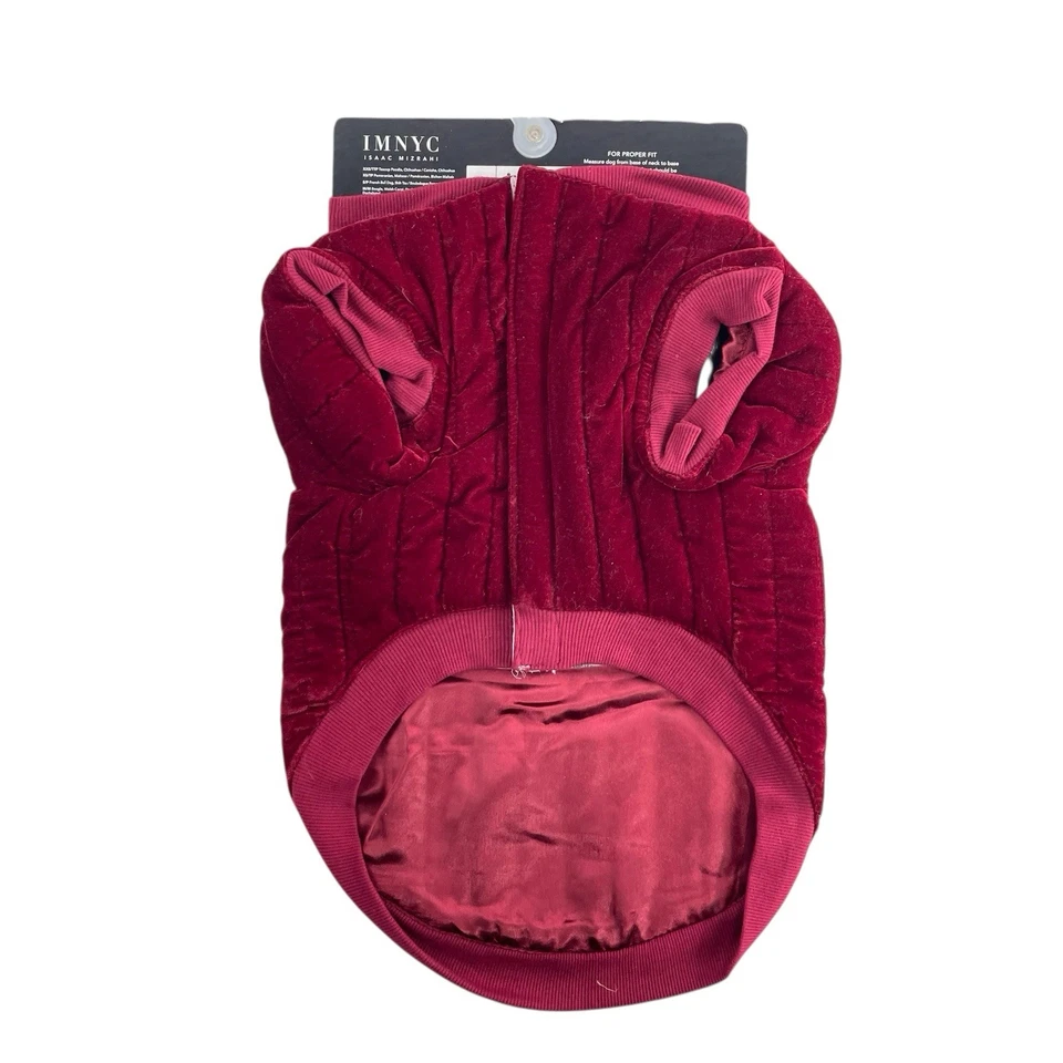 Isaac Mizrahi Pet Velvet Dog Coat Size Medium Red Burgundy Christmas Holiday NEW - Image 2 of 4