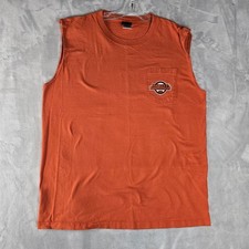 Harley Davidson Tee Shirt XL Burlington NC Orange Trademark Logo USA Made