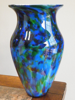 Hand Blown Art Glass Vase Artist Signed 2011 Heavy Quality 9-1/2'' Tall FREE SHIP