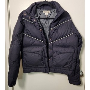 Eastern Mountain Sports Cocoa Goose Down Puffer Coat Medium Navy Blue Patch Logo