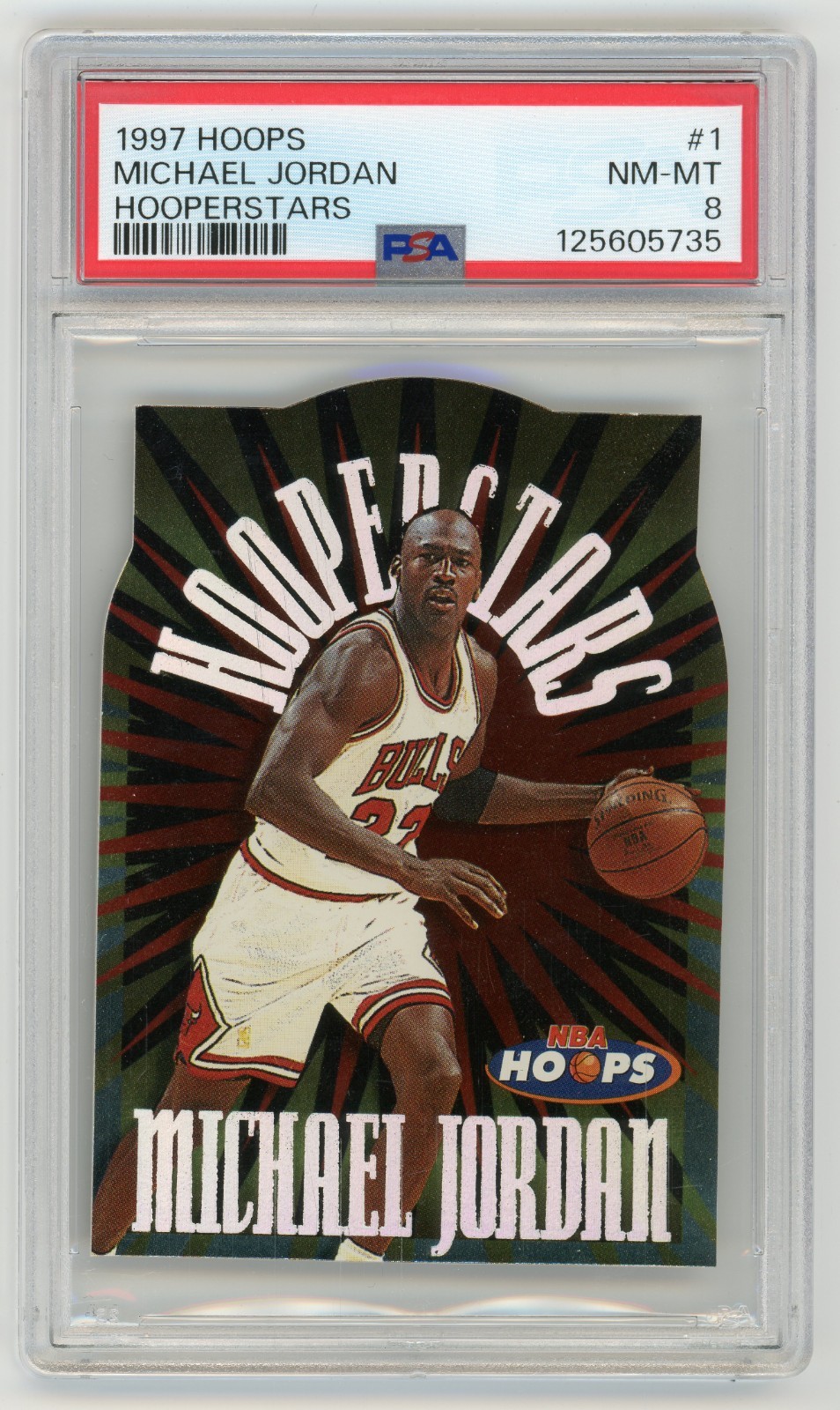 MICHAEL JORDAN 1997-98 NBA Hoops HOOPERSTARS #1 PSA 8 Chicago Bulls RARE INSERT