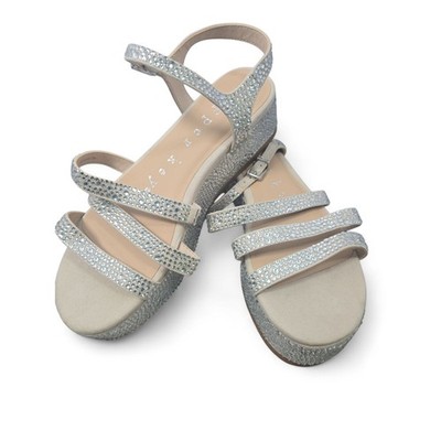 Copper Key Rhinestone Platform Sandals Strappy Sparkly Heels Party 8.5M