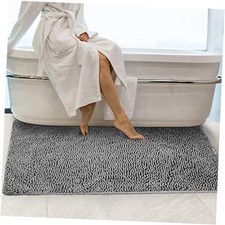 Soft Microfiber Bathroom Rugs, 47 x 28 Inches Non Slip Bath Mat 47  x28  Grey