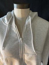 Gray/White Marbled Cropped HOODED Zip sweatshirt Sz M