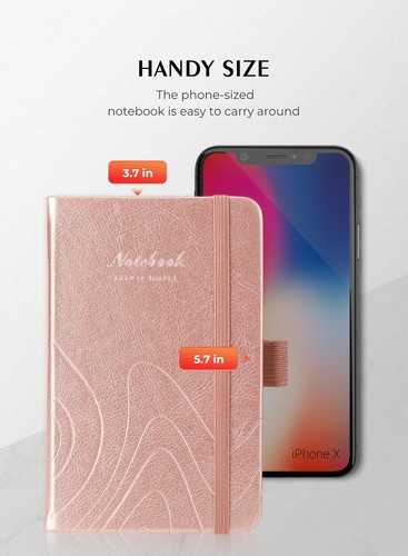 Pocket Notebook 2-Pack, 320 Pages, 3.7" x 5.7", Rose Gold, Small Size - Picture 6 of 7
