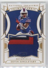 2021 Panini National Treasures Framed Fabric Holo Gold /10 Devin Singletary 1pe6