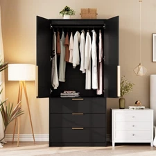 Armoire Wardrobe Closet with 3 Drawers Wardrobe Cabinet 31.5”L x 19.7”W x 69.5”H