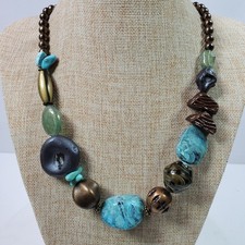Statement Necklace Turquoise  Beaded 20 Inch