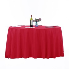 2 Pack 120 Inch Red Round Tablecloth Washable Polyester Fabric Wedding