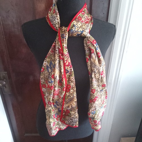 Vintage 63” Art Institute Chicago Silk Art Scarf Floral Flowers Geometric 1999 - Picture 3 of 12