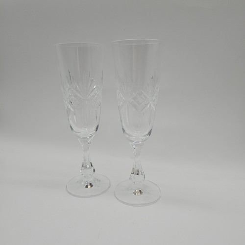 Pair Of Crystal Champagne Flute Glass Decorative - Picture 3 of 8