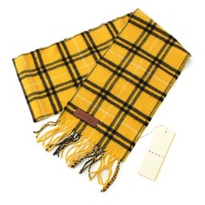 Marni 23Aw Wool Logo Leather Patch Check Fringe Muffler Stole Scmc0104Q0 Uaw021
