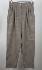 Vintage Plaid Trousers Womens 25 25x29 ACTUAL High Waist Pleated Pants 80s 90s