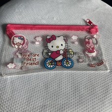 Sanrio Hello Kitty Bicicleta Lápiz Cremallera Bolsa Viaje Escuela Campamento Soporte Estuche Rosa