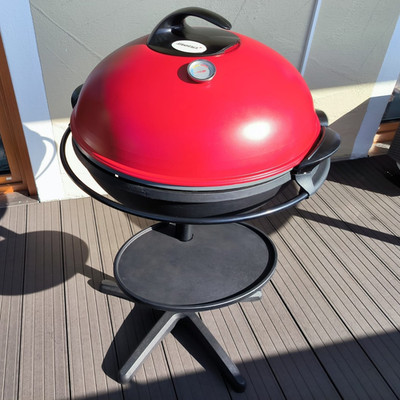 Steba VG400 Elektro-Standgrill mit Deckel & integriertem Thermometer rot/schwarz