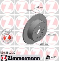 2X Zimmermann Bremsscheibe Coat Z 590.2842.20 FüR Toyota Camry Aurion Avalon
