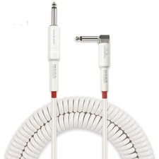 M MAKA Premium Guitar Coil Cable 20 Feet, Instrument 20' White , White