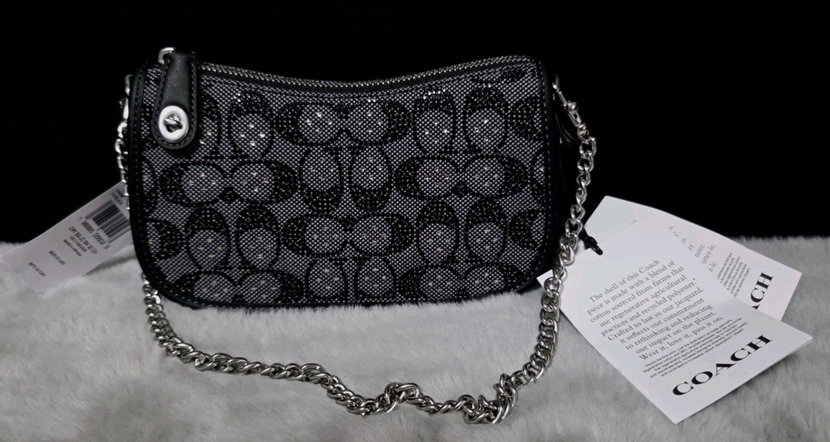 Coach Swinger 20 Bag With Chain In Crystal Signature Jacquard