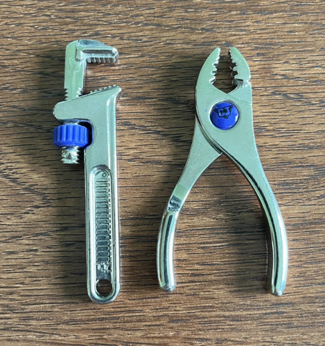 Set of 2 Cool Tools-Monkey Wrench, Pliers, Playskool, Vintage, Pipe, Toy, Kids