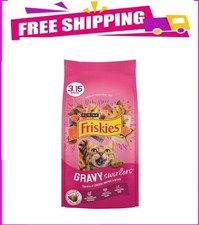 Purina Friskies Dry Cat Food Gravy Swirl'd with Flavors of Chicken, Salmon and G
