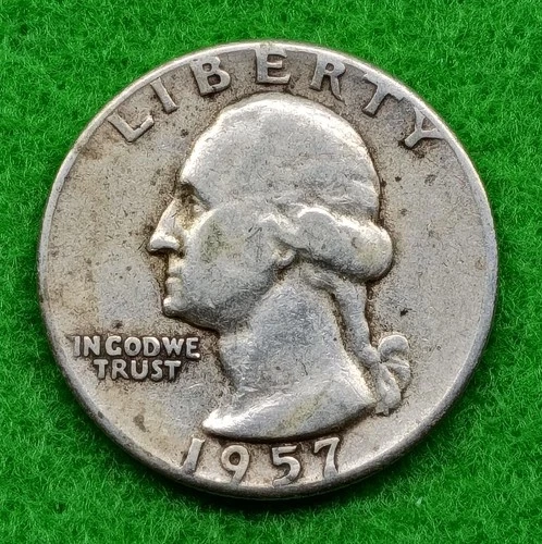 90% Silver 1957 Washington Quarter 25C Circulated US Coin