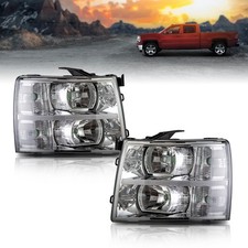 Led Drl Headlight Lhrh For 2007-2012 2013 2014 Chevy Silverado Chrome Housing Led Drl Headlight Lhrh For 2007-2012 2013 2014 Chevy Silverado Chrome Housing