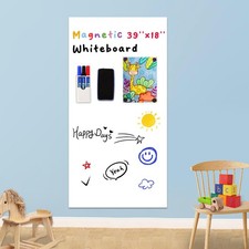 Magnetic Whiteboard 39" x 18" Adhesive Magnetic Dry Erase White Board Sticker...