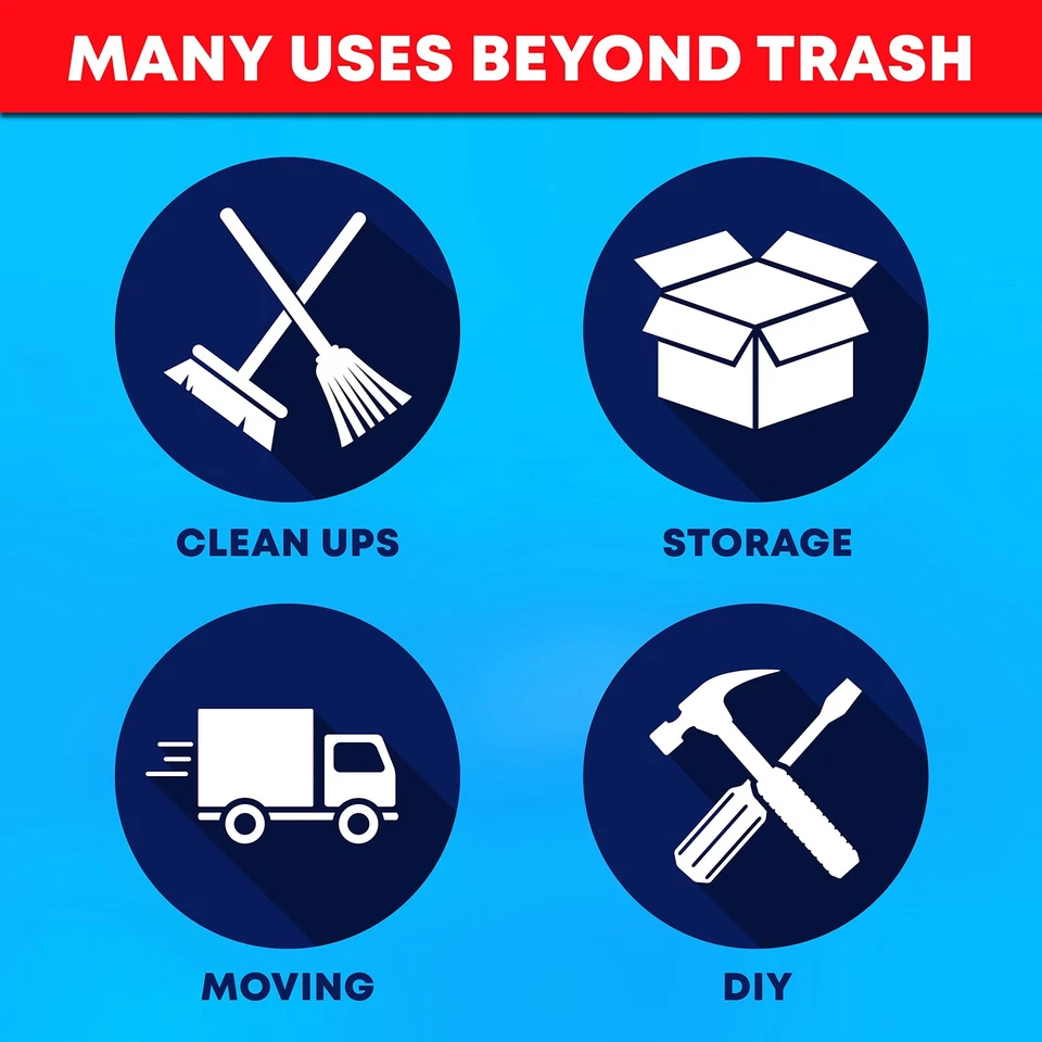 Sacos de lixo 95-96 galões resistentes, (pacote de valor 25 sacos com gravatas) 100 galões de extensão... - Imagem 3 de 4