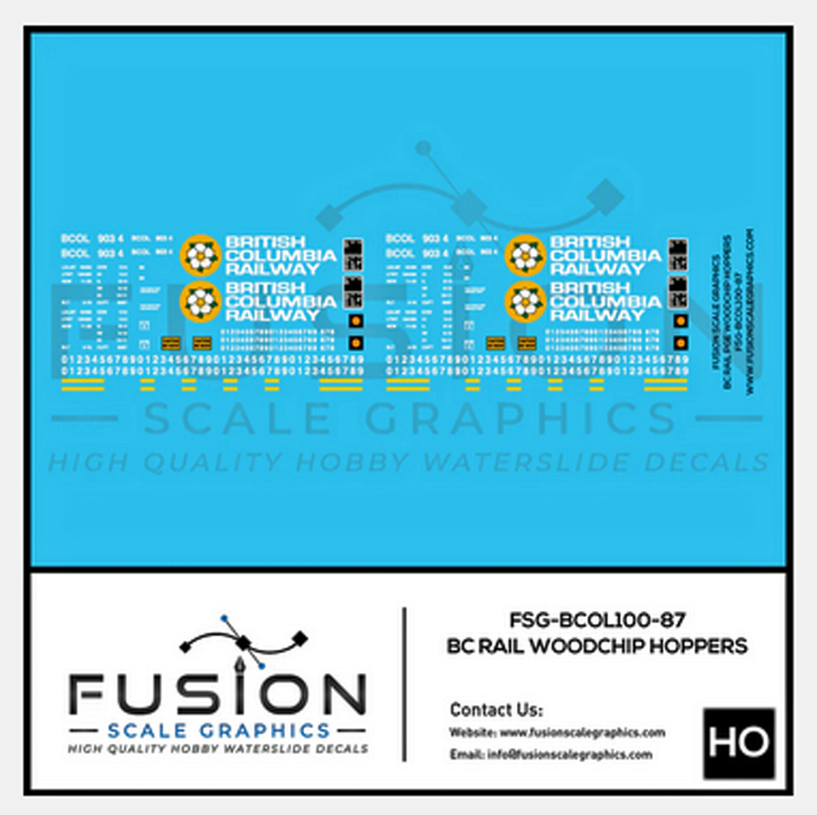 BRITISH COLUMBIA RAILWAY BCOL WOOD CHIP CARS HO Waterslide Decal FSGBCOL10087