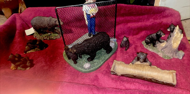 Mix Lot 7 Resin Black Bear Realistic Figurines Various Sizes