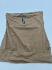 In Style Tube Top Women Medium Rhinestones Embroidered Beige ..#22366
