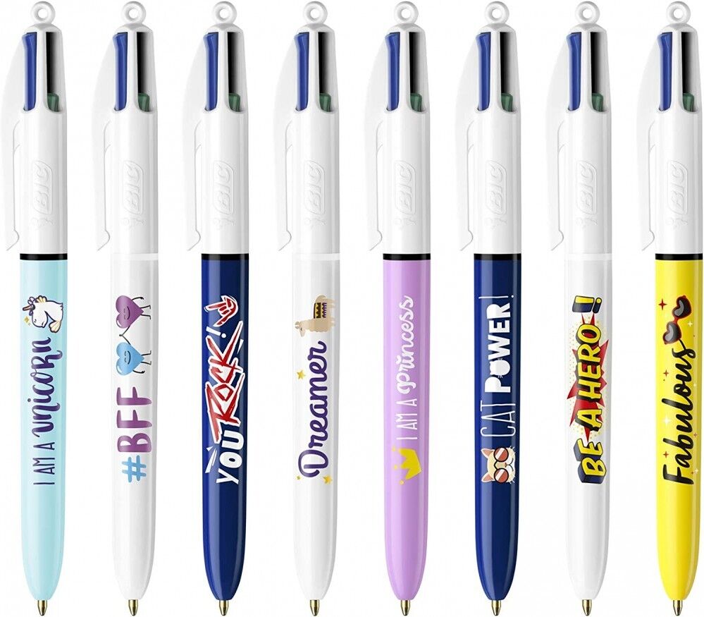 BIC 4 Colori Penne a Sfera, Message Box, Set Cancelleria Colorate,... | eBay