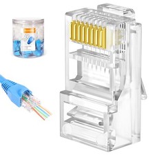 Cat 6 Pass Through RJ45 Connectors Supports 24 to 26 AWG RJ45 Crimp Ends UTP ...