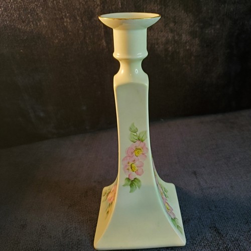 Limoges Francia B&Co. Candelabro de porcelana pintado a mano borde dorado blanco - Imagen 14 de 24