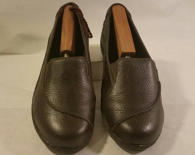 Clarks womans 9 1/2M ,Brown Leather,Slip on Shoe eBay