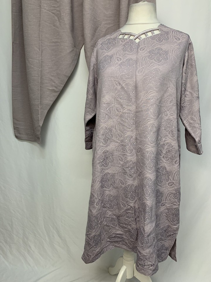 Asian Ladies Dress Outfit Indian Pakistani L Wedding Party 2 Piece Grey