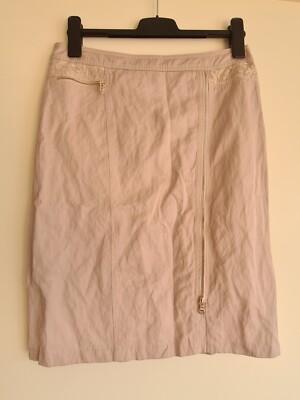 Gerry Weber, Women, Beige skirt with zippers and slit at the back