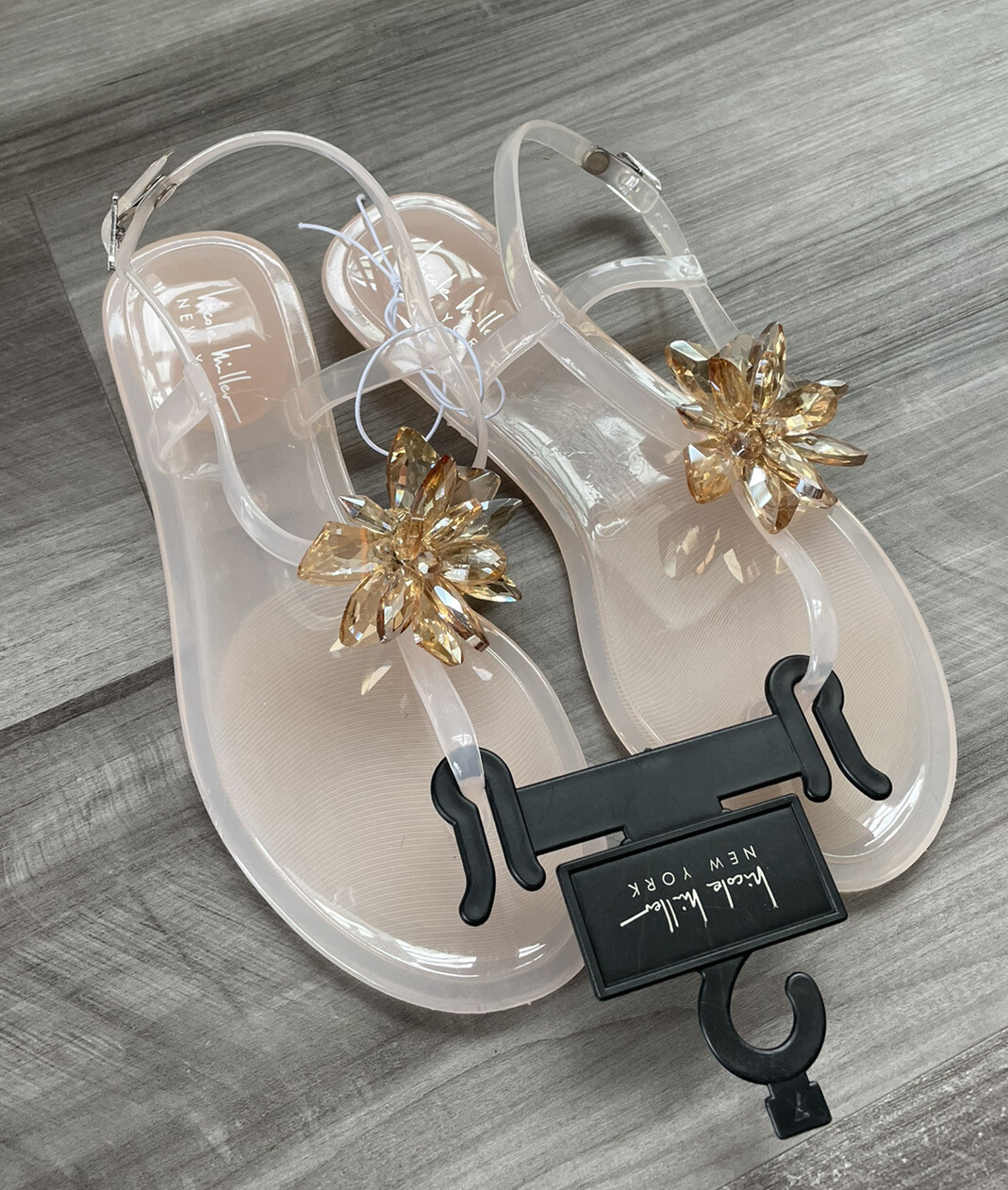 embellished jelly sandals