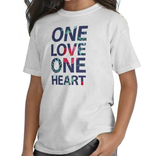 Valentine's Day One Love On Heart Hippie Girls Youth Crewneck T Shirts Tees - Picture 7 of 7